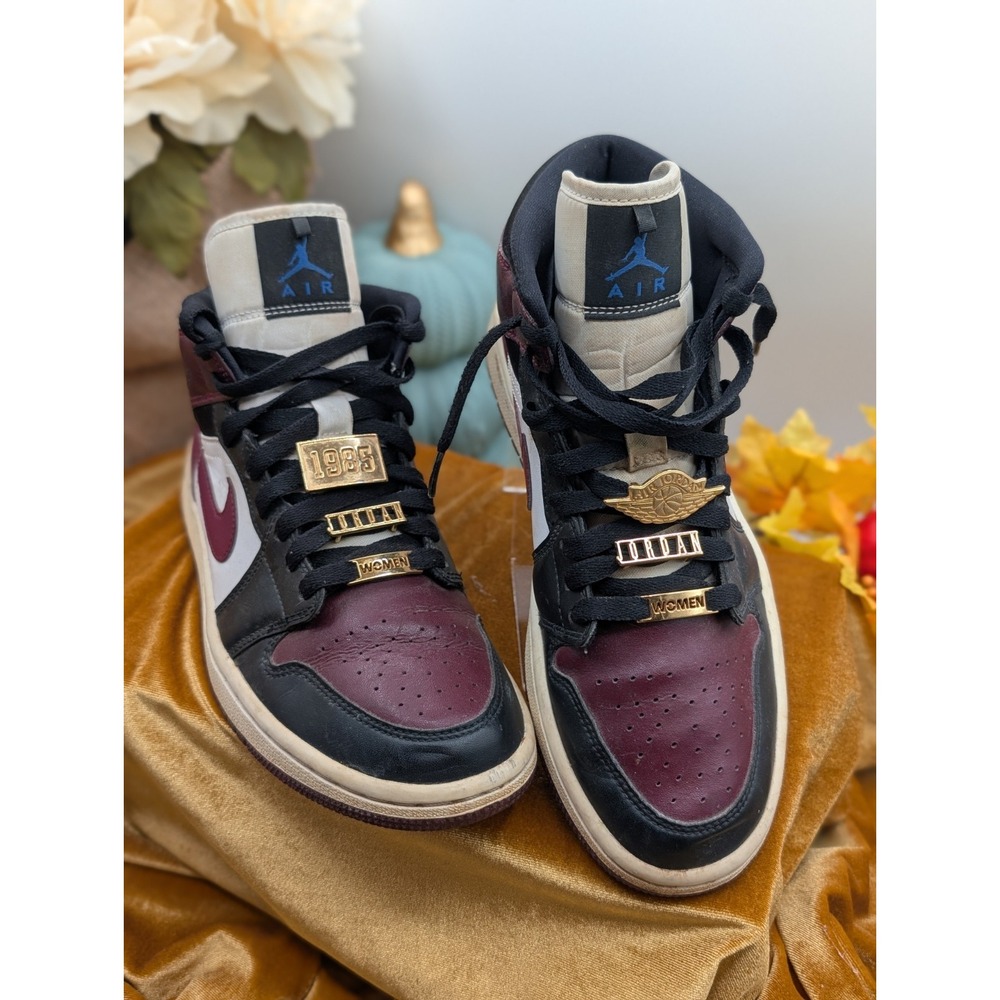Air Jordan 1 Mid SE Gold Pendants Dark Beetroot Maroon Black 8W CZ4385-016...